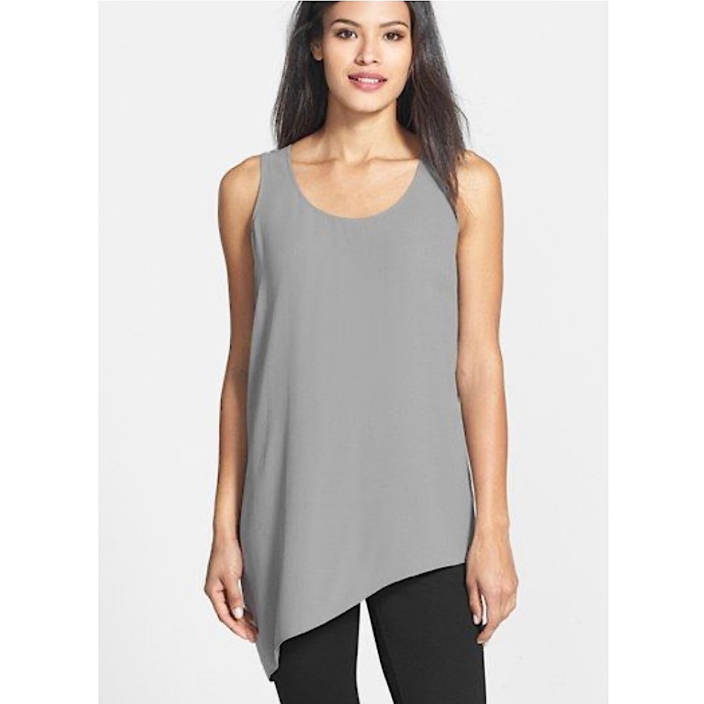 Eileen Fisher | NWT Side Drape Silk Georgette Crepe Sleeveless Top